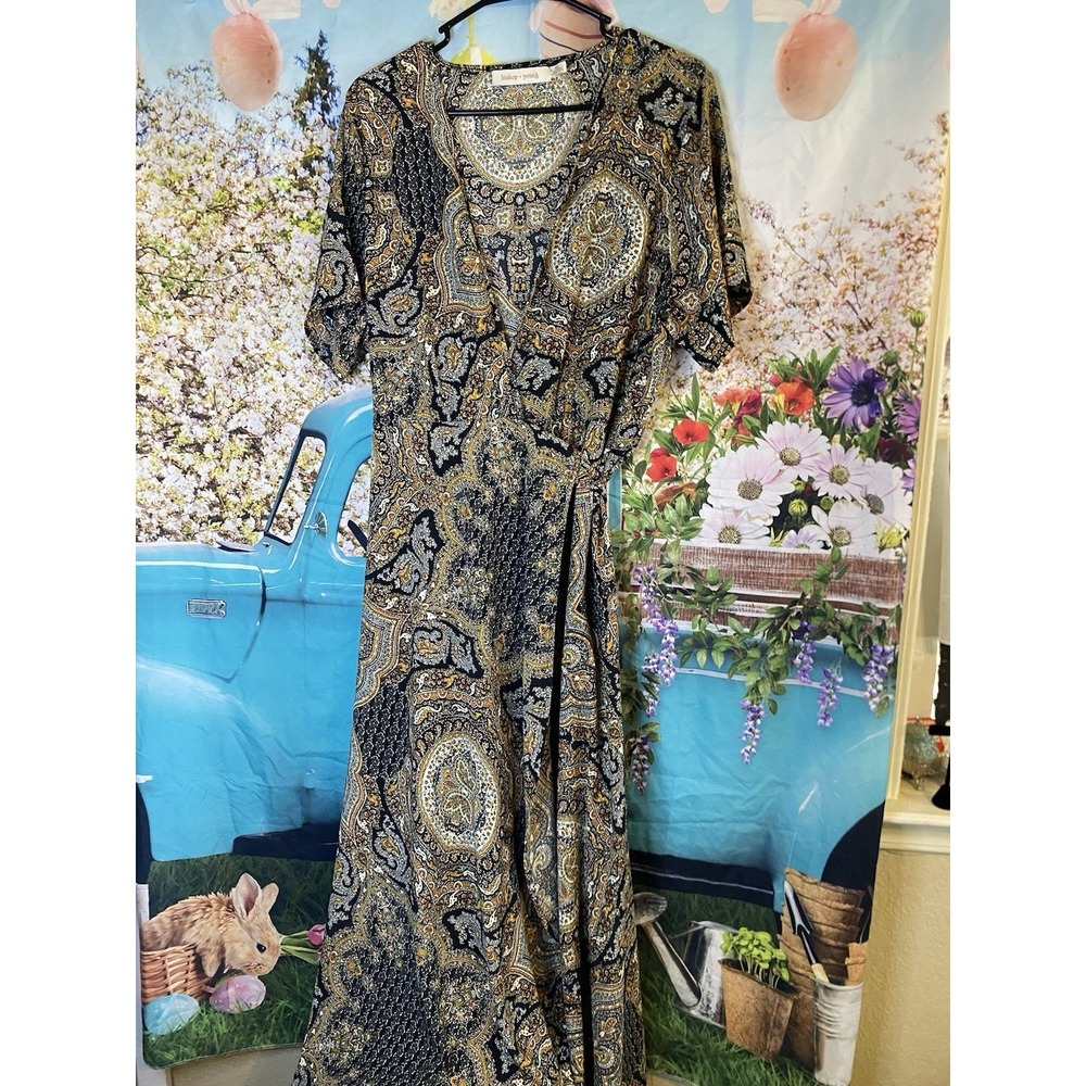 Bishop + Young Paisley Wrap Midi Dress Size XL Bohemian